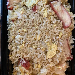 Combination Fried Rice without chicken, beef, carrots and peas.