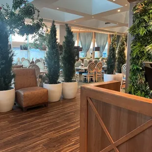 a wooden table and chairs