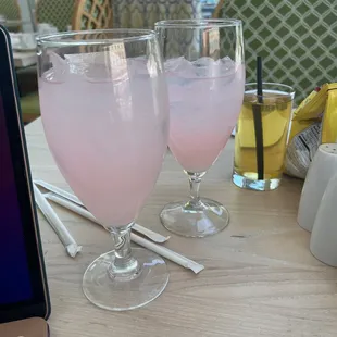 Pink lemonade and apple juice