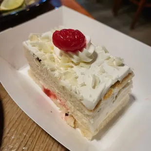 a piece of cake on a plate