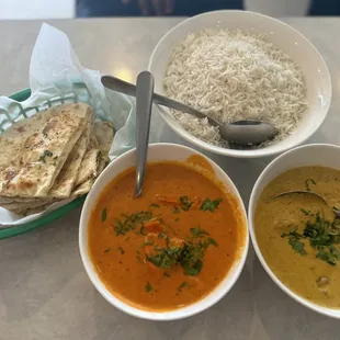 Lamb Korma and Chicken Madras