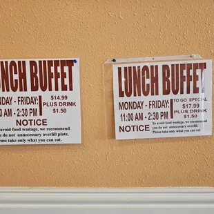 Buffet prices as of Sep 1, 2023.