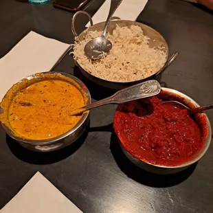Lamb Korma (Left) and Lamb Vindaloo (Right)