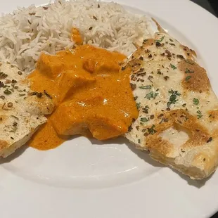 Garlic Naan, Bullet Naan, Chicken Malai and bismiti  rice