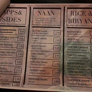 menu