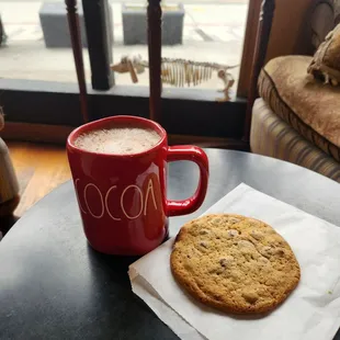 Mocha and chocolate chip cookie.