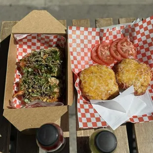 Green juice vampire juice kimchi toast pizza bagel