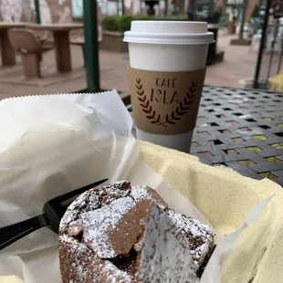 Harmony latte and flourless chocolate cake