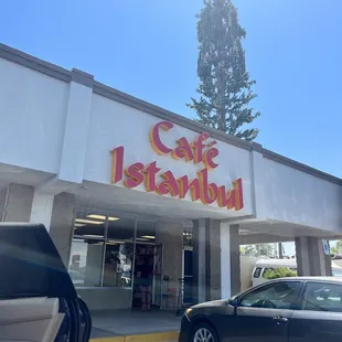 a car parked in front of the restaurant