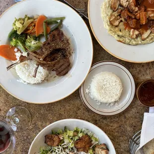 Lamb Chops, Chicken Delight, House Salad