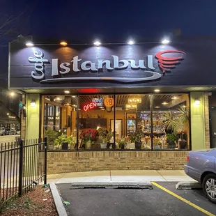 exterior of restaurant at night