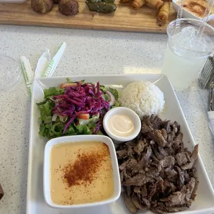 Hummus Dolma Baba Ghanoush Lamb &amp; Beef Gyros Plate Appetizer Combo Plate Crispy Cheese Rolls Falafel