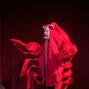 a man dressed as a lobster