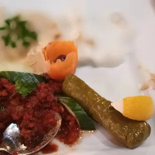 Appetizer Platter, we included Humus, Grape Leaves, Spicy and Haydari. It didn't disappoint!