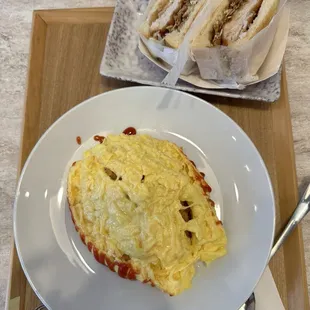 Classic Omurice and Katsu Sando