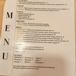 a menu on a table