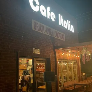 outside of restaurant at night