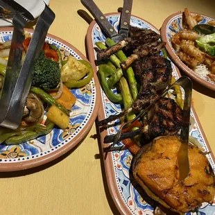 two plates of food on a table