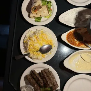 Lamb Roll, Mom&apos;s Saffron Rice, Ground Beef Kabob