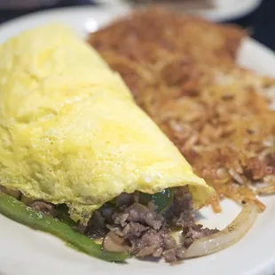 Philly cheesesteak omelet