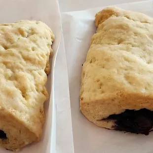 Pair of &quot;nekkid&quot; blueberry scones, had a very thin layer of glaze ($4.50 each, 9/12/23)