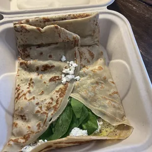 Crepe with Fresh Spinach And Goat Cheese