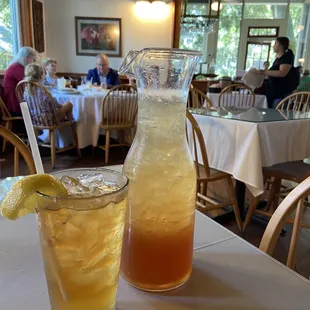 Cold delicious and refreshing Arnold Palmer which is Lemonade and sweet tea