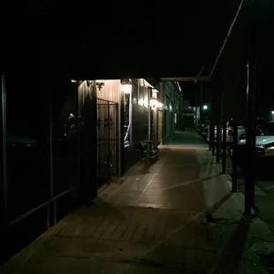 a dark street at night