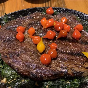 Ribeye with Peruvian Sweet drop peppers