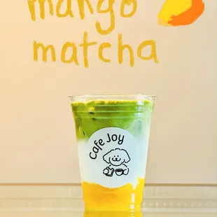 Mango matcha latte