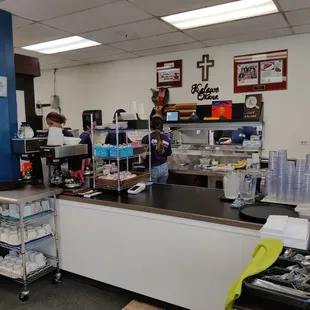 The kitchen area