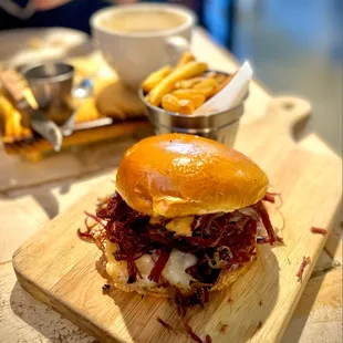 Pastrami Reuben with fries