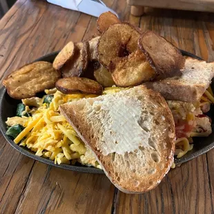 Veggie scramble breakfast with potatoes