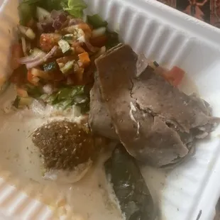 This is their gyro plate...just hummus splattered everywhere no rice or bread. The meat like roast beef