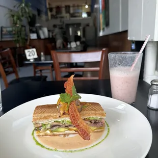 roast Roasted Beef Sandwich   golden sunrise Smoothie