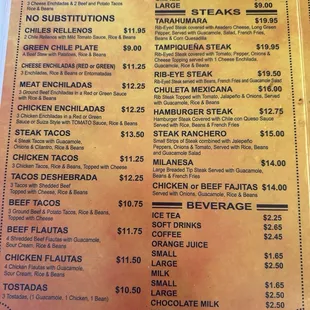 menu