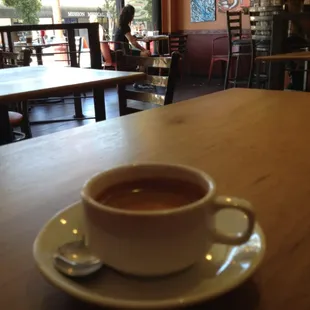 Espresso . Window open to the street- great breeze
