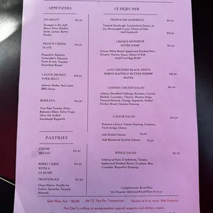 Menu as of 4/12/22 - Changed Weekly