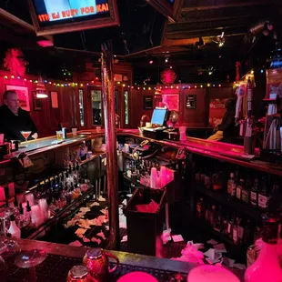 a bar with neon lights