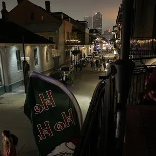 Balcony seating over bourbon street