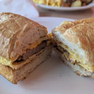 Breakfast sandwich - turkey sausage, egg, cheese