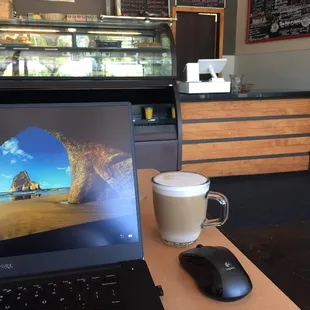 Ready for work with a cafe au lait