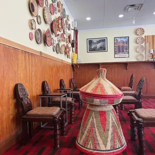 a table and chairs in a restaurant