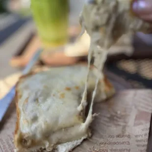 Cheese pull on my Tuna Melt Toast