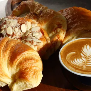 croissants and a cup of coffee