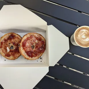 Flat White and Toasted Bagel