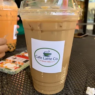 Iced white mocha with oat milk