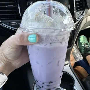 Taro Boba with whipped cream. So good!
