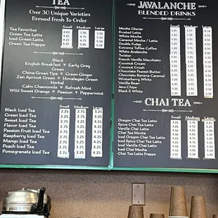 Drink menu