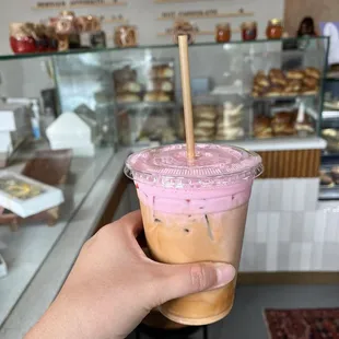 Raspberry iced latte